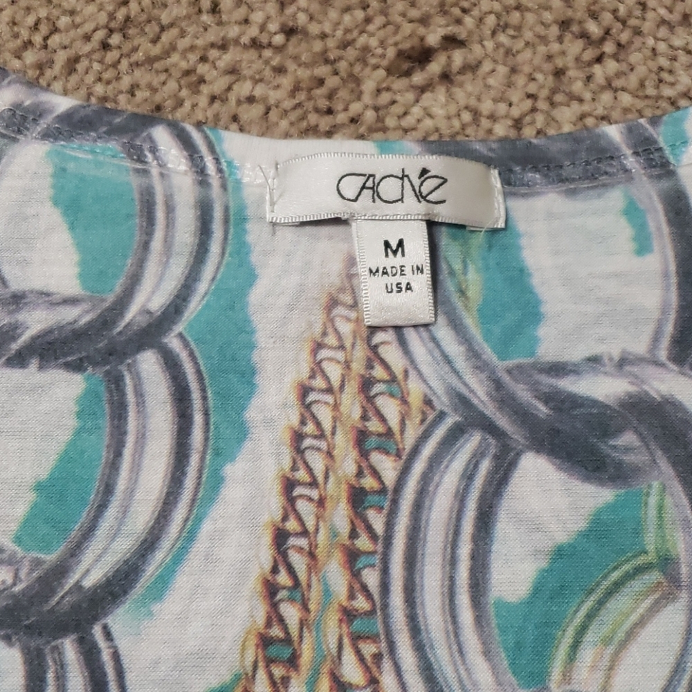 {Cache} M Chain Pattern Metal Detail Scoop Neck E… - image 6